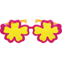 Hibiscus Flower Wearable Sunglasses, Pink/Yellow, One Size, for Summer Party Front_Elevated