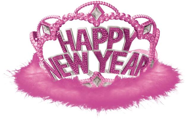 Pink Marabou New Year's Tiara Front_Elevated