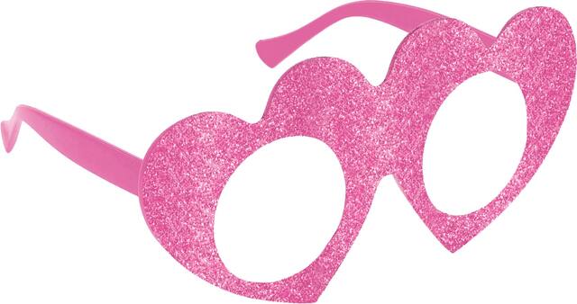 Pink Valentine's Day Glitter Glasses Front_Angled_Right