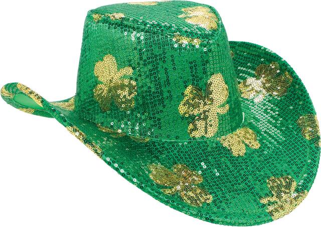 Sequin Shamrock Cowboy Hat Front_Angled_Right