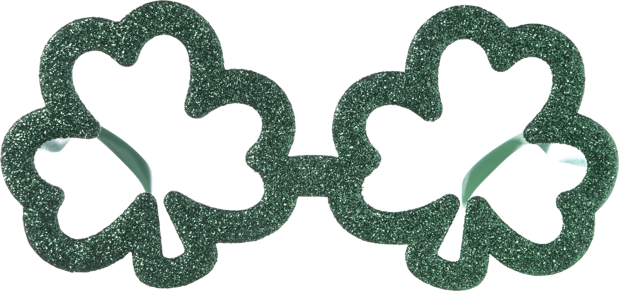 Shamrock Glitter Wearable Glasses, Green, One Size, for St. Patrick's Day Front_Flat