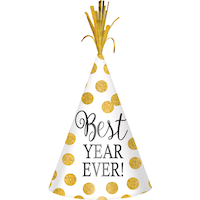 Glitter Polka Dot New Year's Party Hat Front_Flat