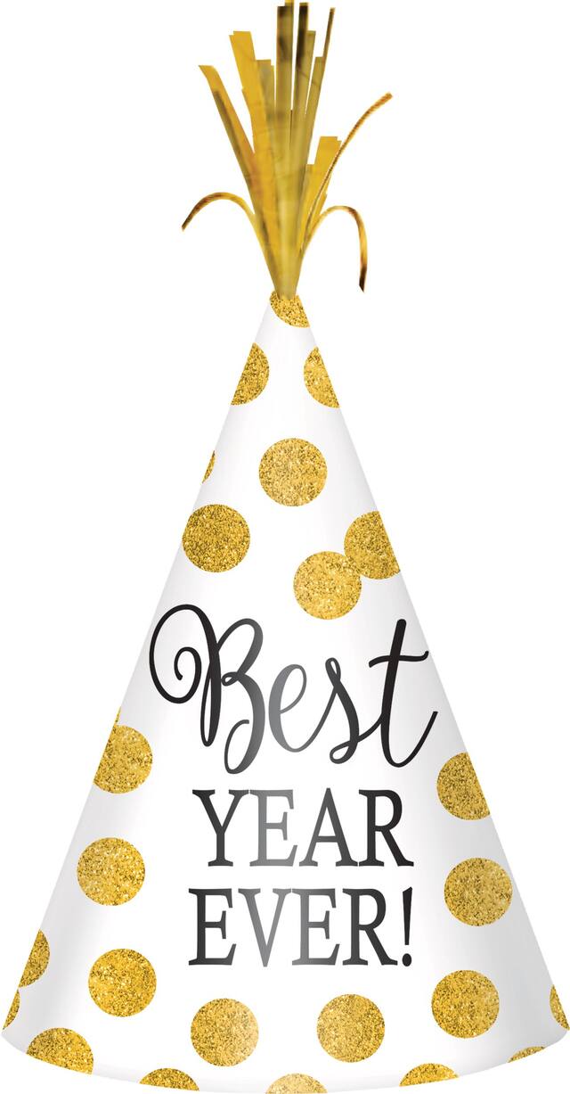 Chapeau de fête Bonne année à pois étincelant Front_Flat