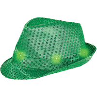 Light-Up Sequin Green Fedora Front_Angled_Left