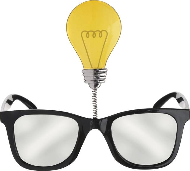 Idea Light Bulb Wearable Sunglasses, Black/Yellow, One Size, for Birthday Party/Halloween Front_Flat