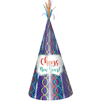 Metallic Colourful Cheers to a New Year Party Hat Front_Flat