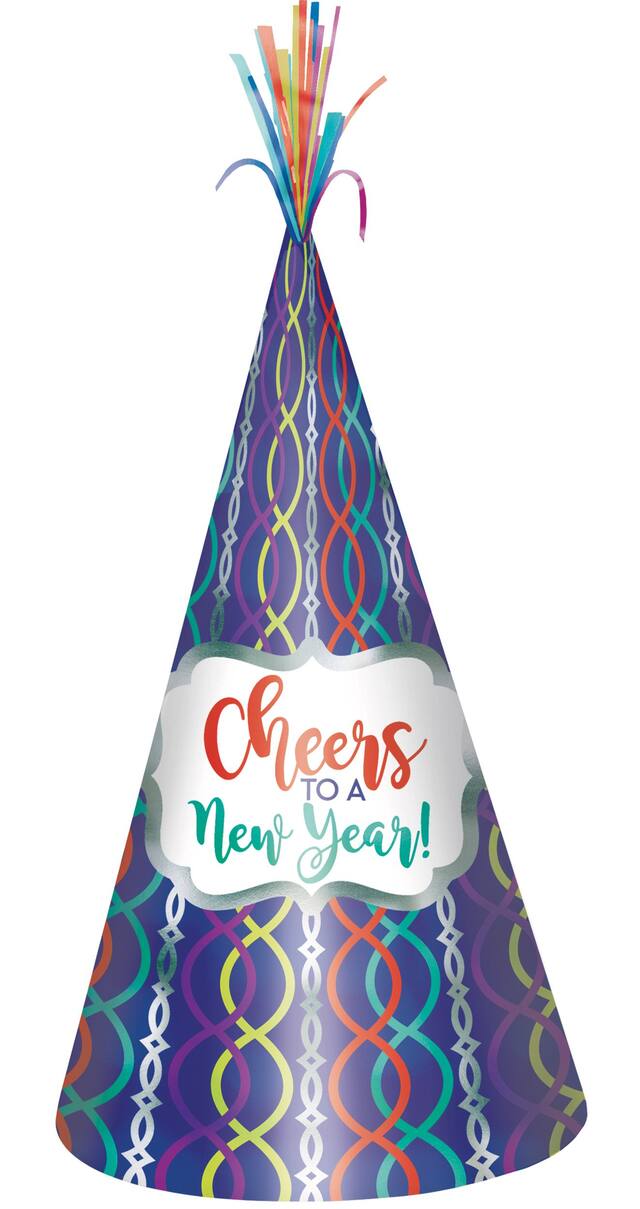 Chapeau de fête Cheers to a New Year coloré métallique Front_Flat