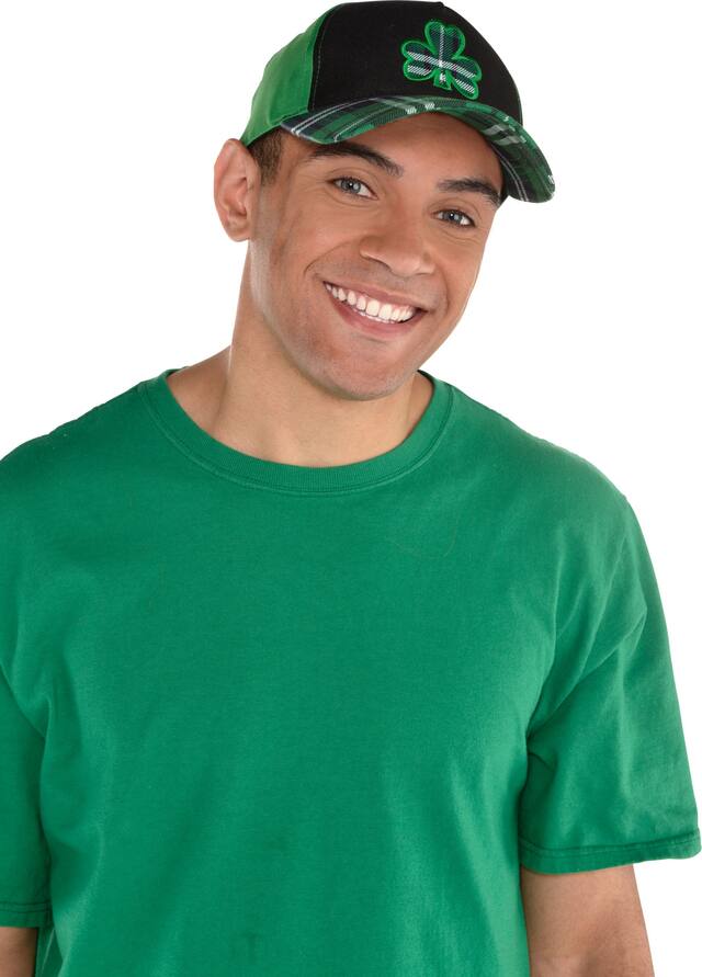 Shamrock Baseball Cap Hat, Green/Black, One Size, for St. Patrick's Day Baseball Cap Front_Angled_Right