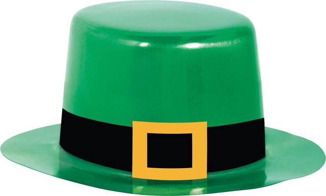Plastic Top Buckle Party Hats, Green, One Size, 8-pk, for St. Patrick's Day Front_Elevated