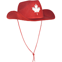 Adult Maple Leaf Cowboy Hat, Red/White, One Size, for Canada Day