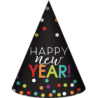 Rainbow Dots Happy New Year Party Hat Front_Flat