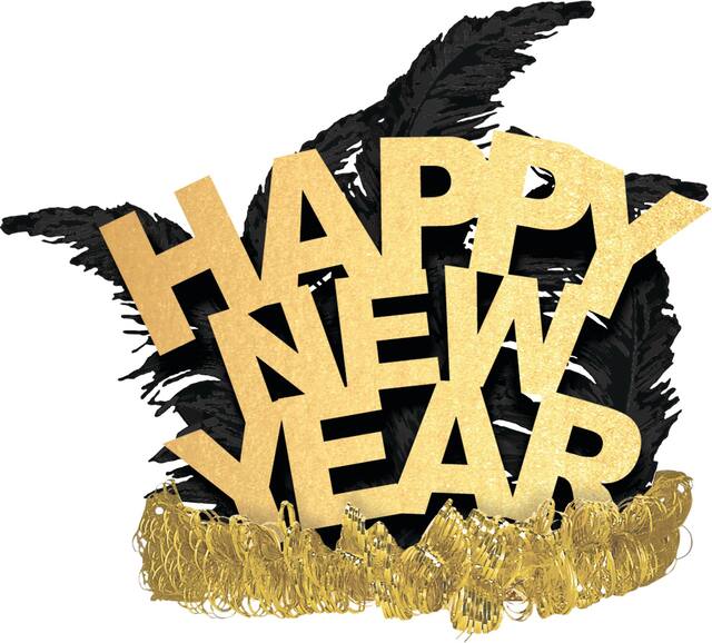 Diadème à plume Bonne année noir et or Front_Flat