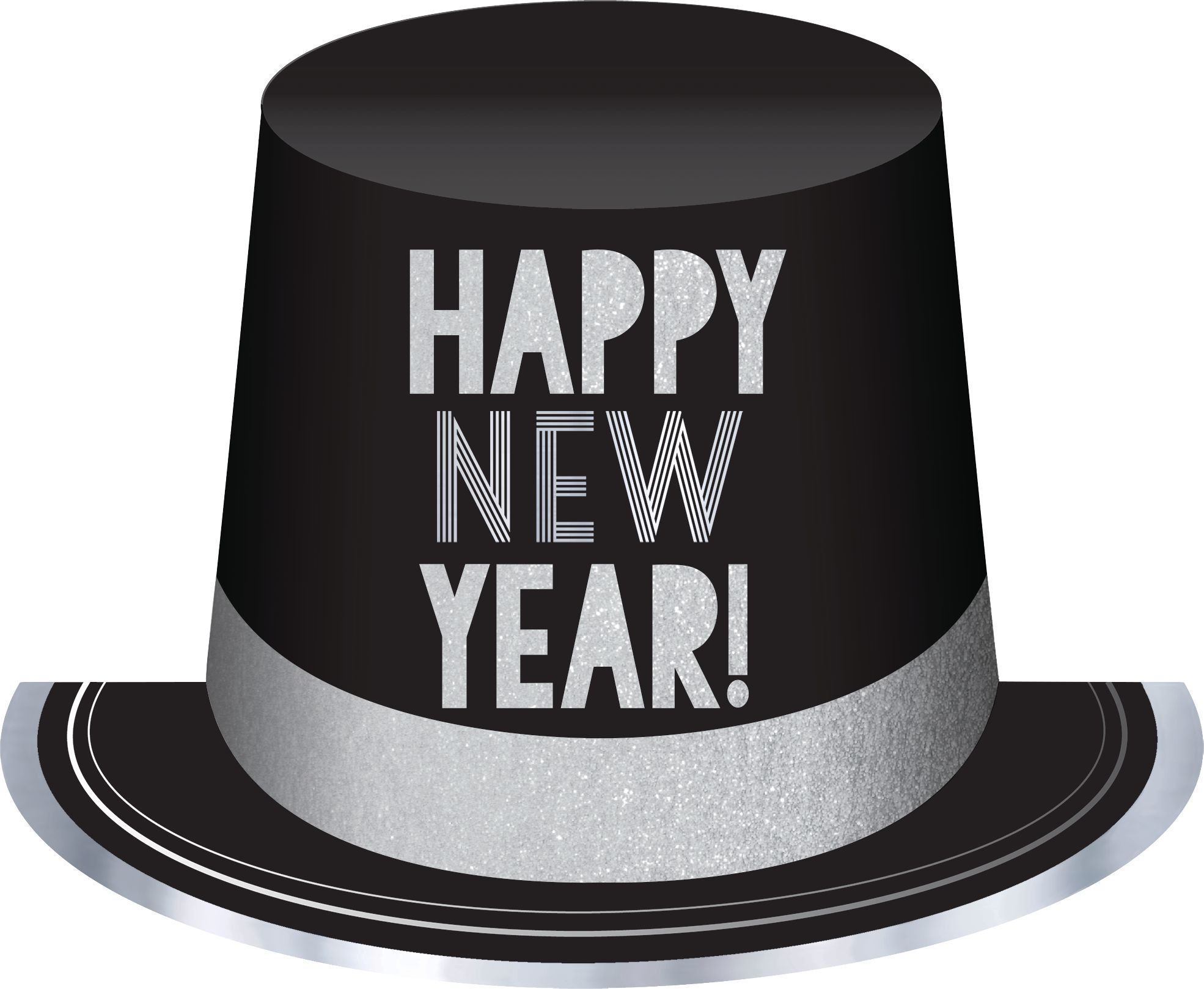 Black  Silver New Year's Eve Top Hat Front_Flat