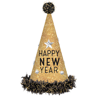 Glitter Happy New Year Party Hat Front_Flat
