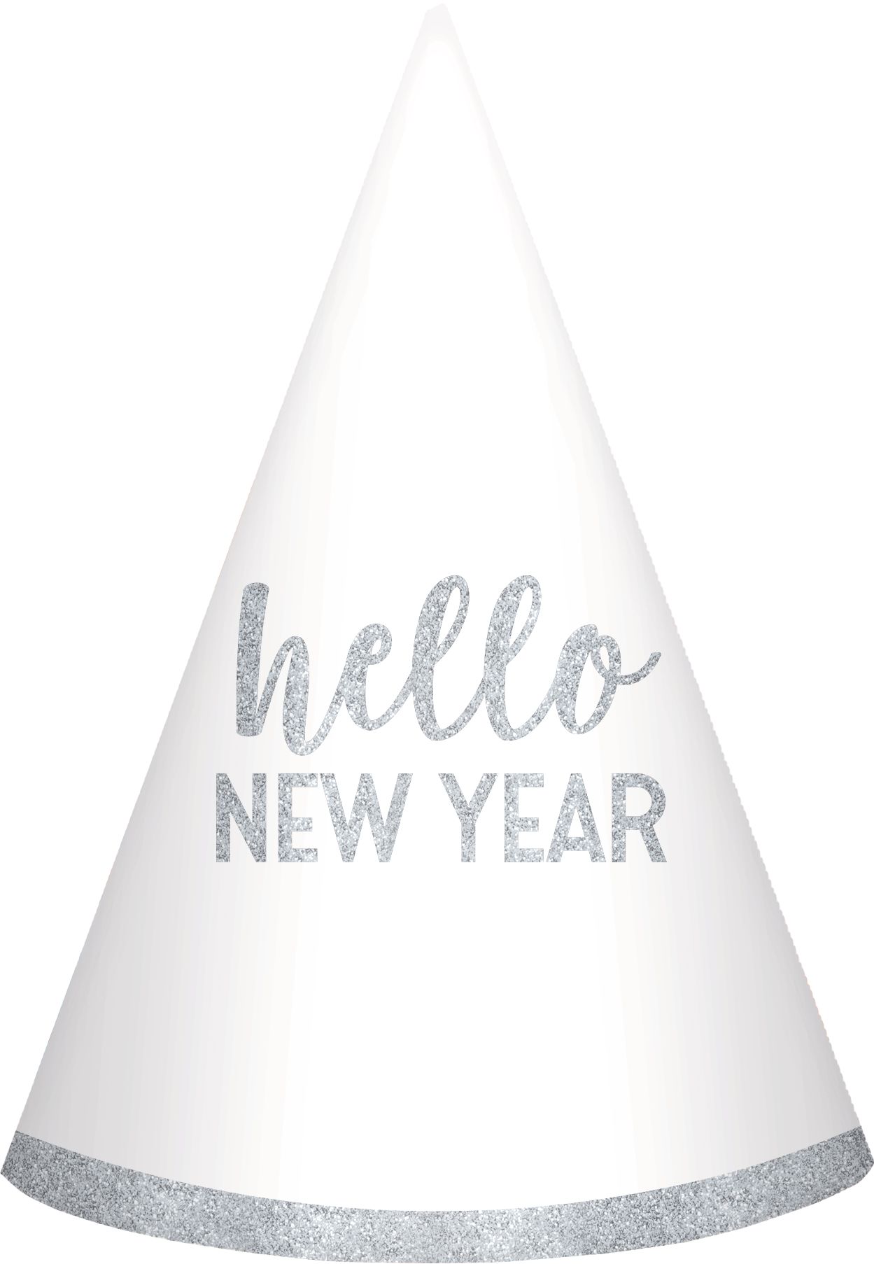 Glitter Hello New Year Party Hats, 6-pk Front_Flat