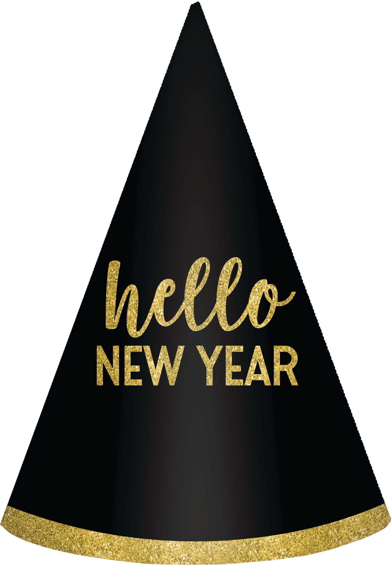 Glitter Hello New Year Party Hats, 6-pk Front_Flat