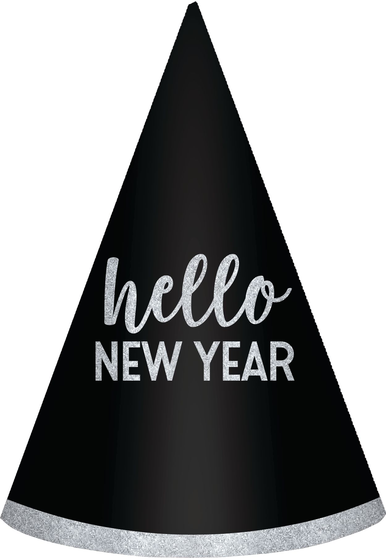 Glitter Hello New Year Party Hats, 6-pk Front_Flat