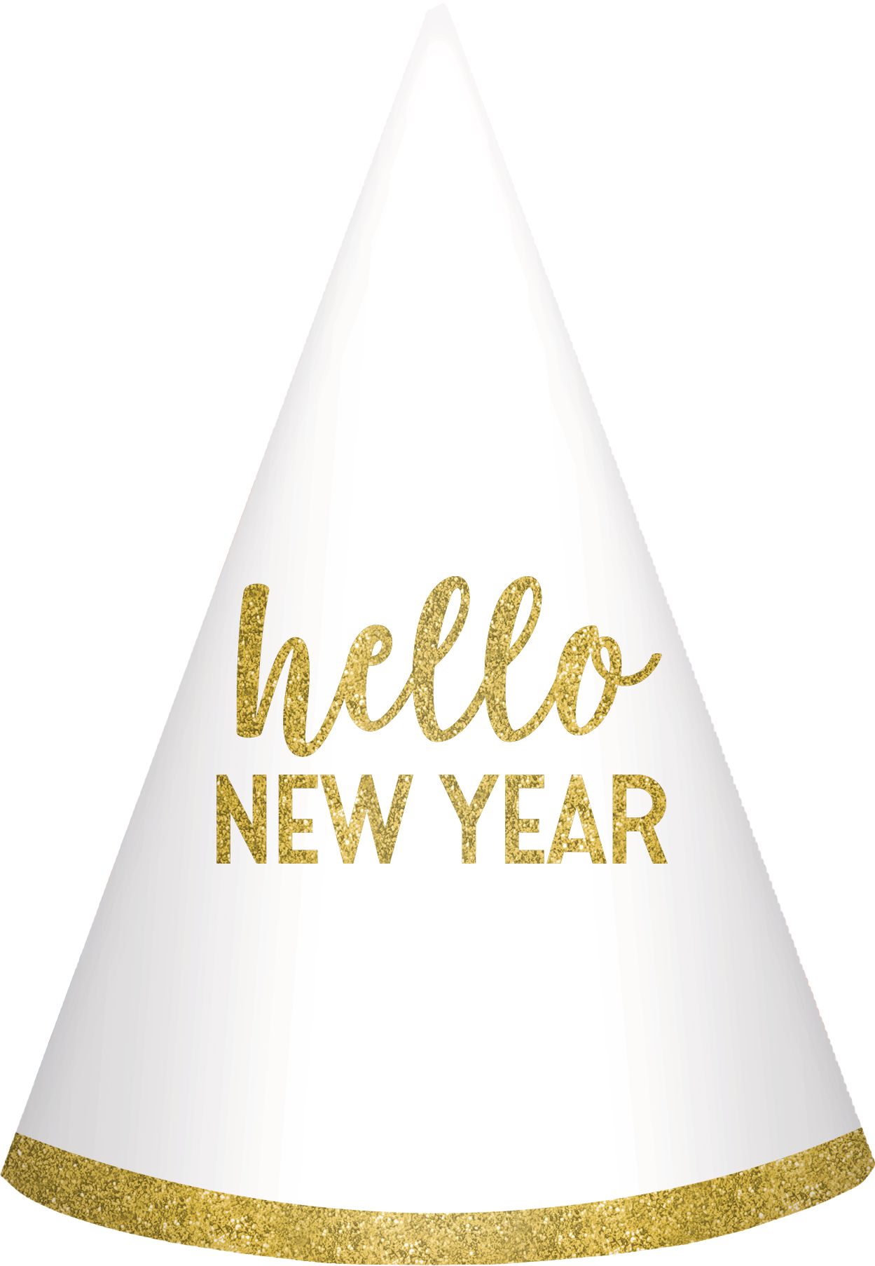 Glitter Hello New Year Party Hats, 6-pk Front_Flat