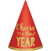Glitter Cheers to a New Year Party Hats, 6-pk Front_Flat