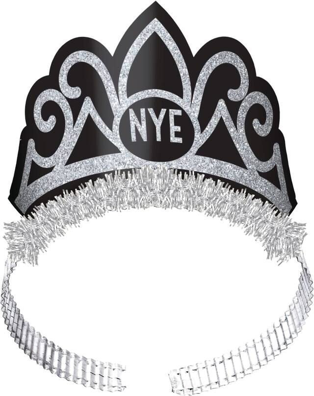 Diadèmes veille jour An noir, argent, or étincelant, paq. 6 Front_Elevated