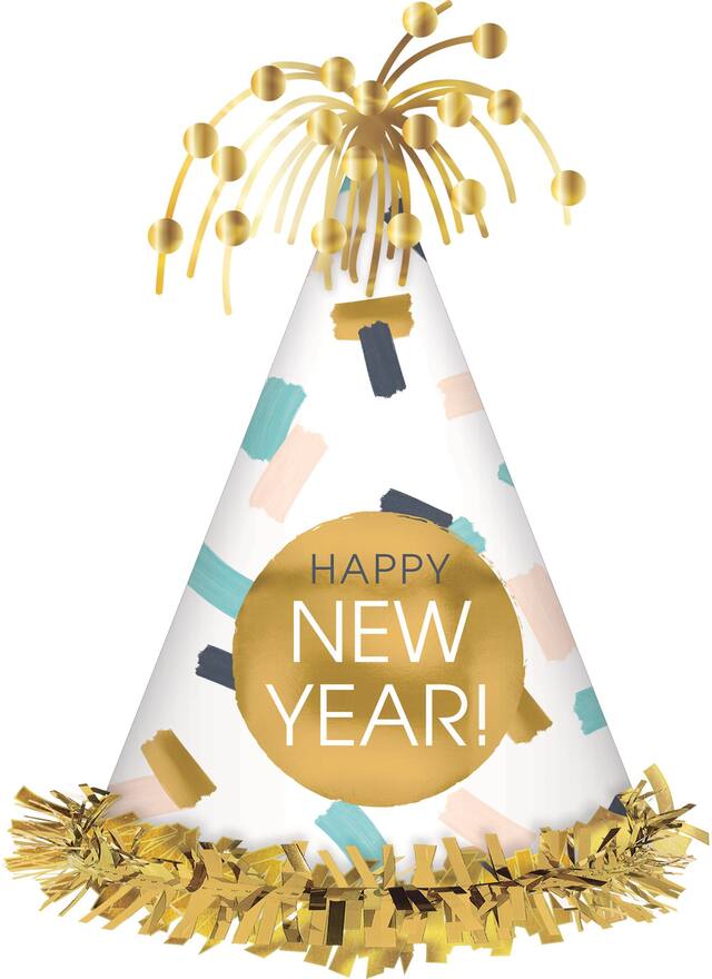 Colourful Confetti Happy New Year Party Hat Front_Flat