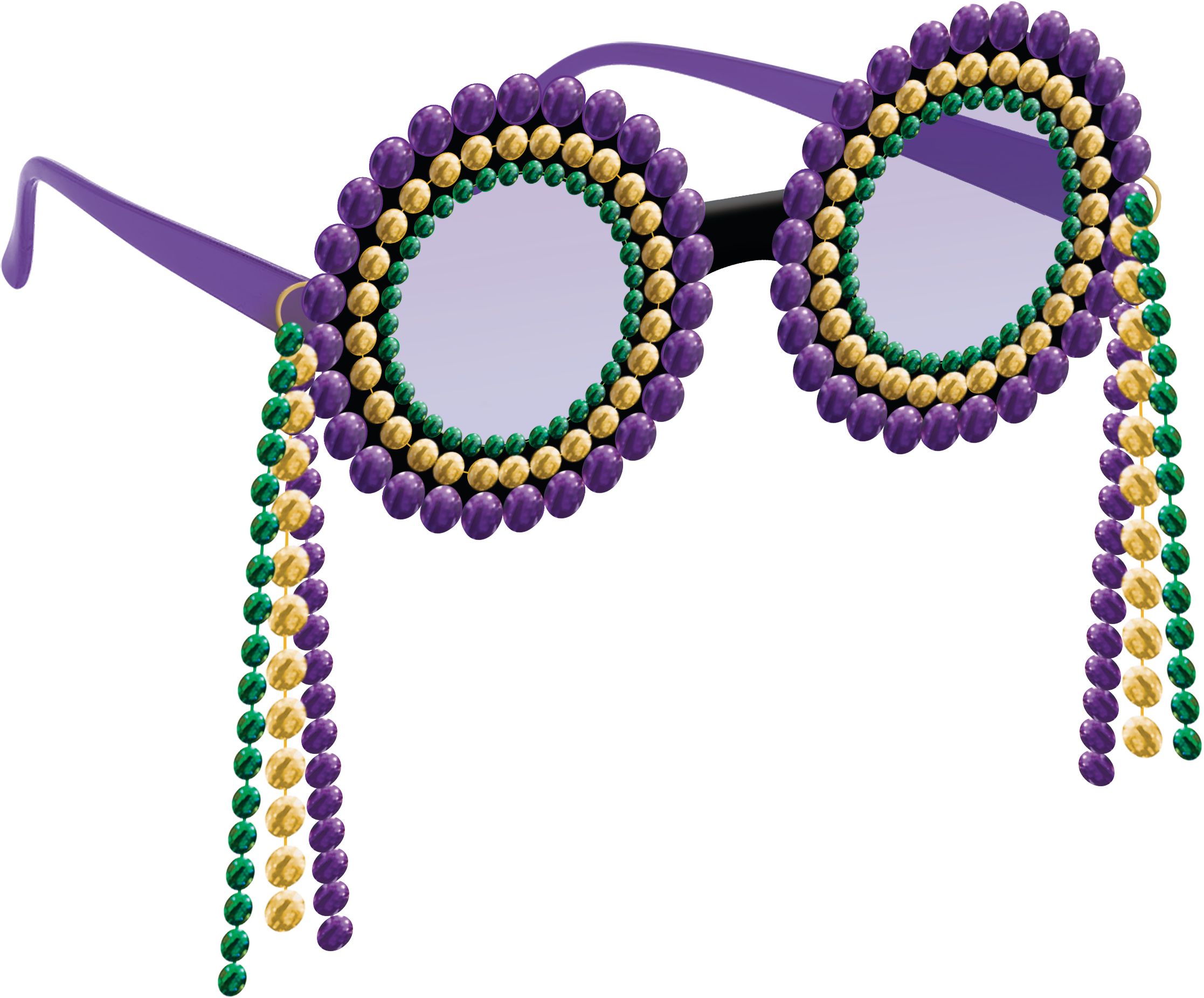 Mardi Gras Bead Sunglasses Front_Angled_Right