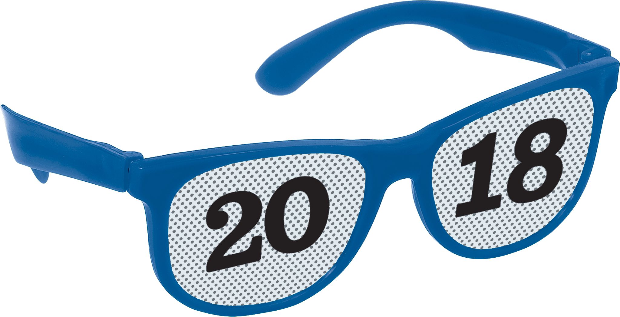 Colourful 2021 New Year's Printed Glasses, 8-pk Front_Angled_Right