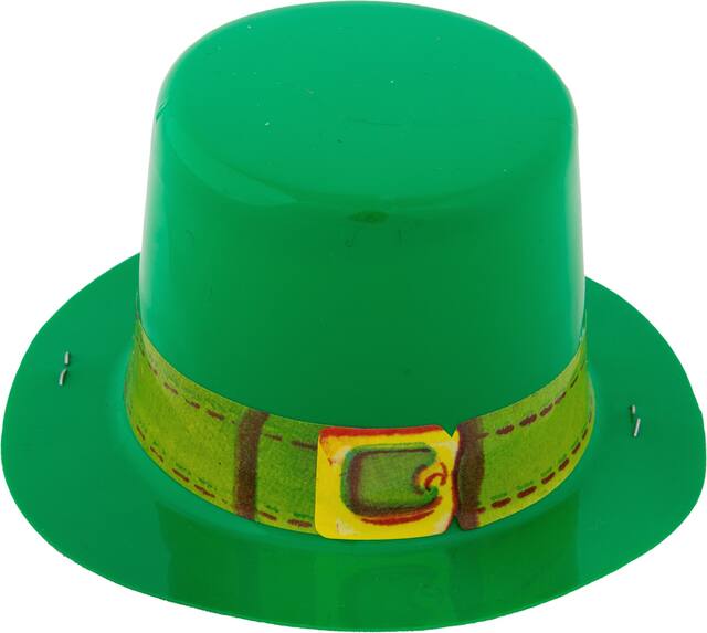 Mini Plastic Top Buckle Party Hat, Green, One Size, for St. Patrick's Day Front_Elevated