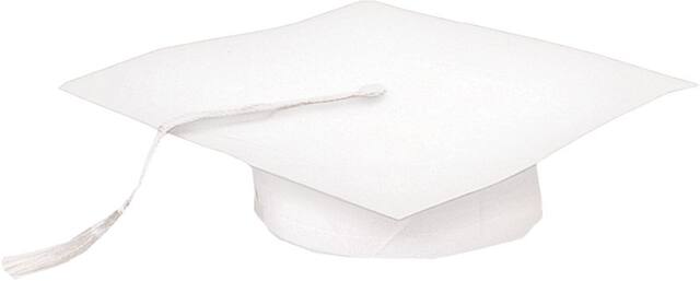 Paper Graduation Cap, White, One Size, for Graduation Front_Elevated