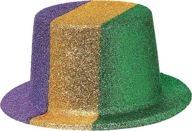 Glitter Mardi Gras Top Hat Front_Angled_Left
