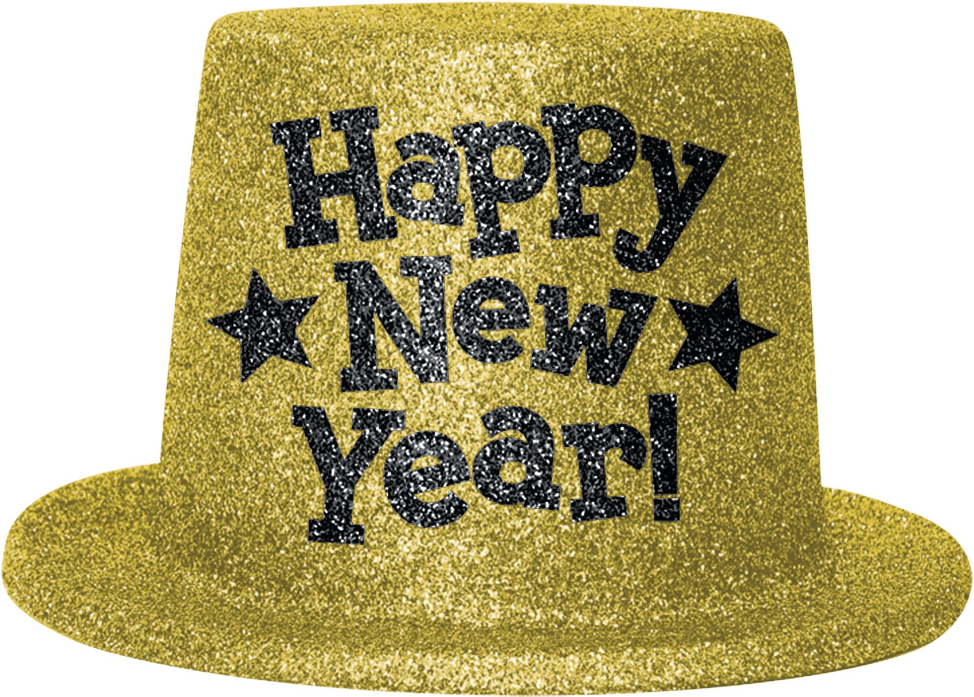 Gold Glitter New Year's Top Hat Front_Flat
