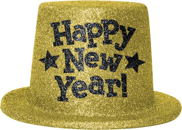 Gold Glitter New Year's Top Hat Front_Flat
