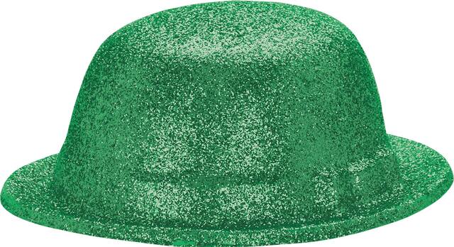 Glitter St. Patrick's Day Derby Hat Front_Elevated