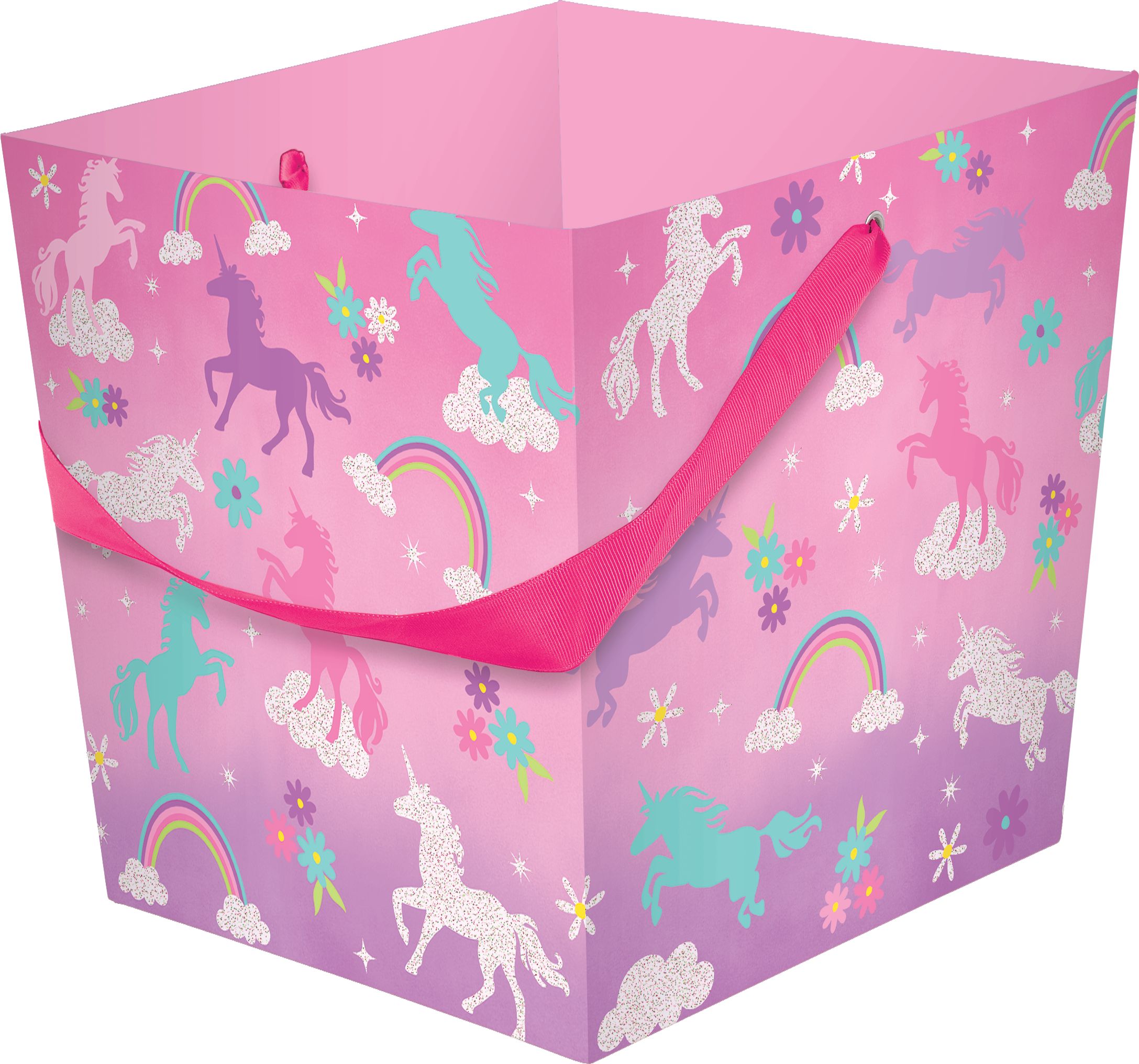 Unicorn Square Easter Basket Front_Angled_Left