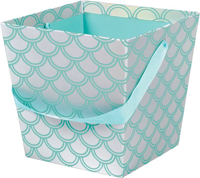 Panier de Pâques écaille de sirène irisée, argent/sarcelle Front_Angled_Left