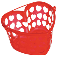 Heart Plastic Reusable Favour Container Pail, Red, 7-in, for Valentine's Day Front_Angled_Right