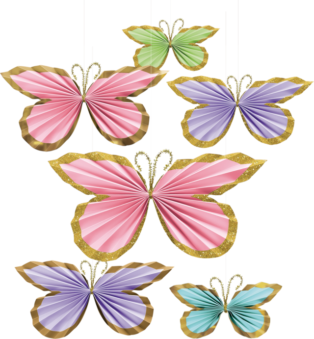 Glitter Butterfly Paper Fan Decorations, 6pk Party City