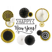 Happy New Year Paper Fan Decorating Kit, 14-pc Front_Flat