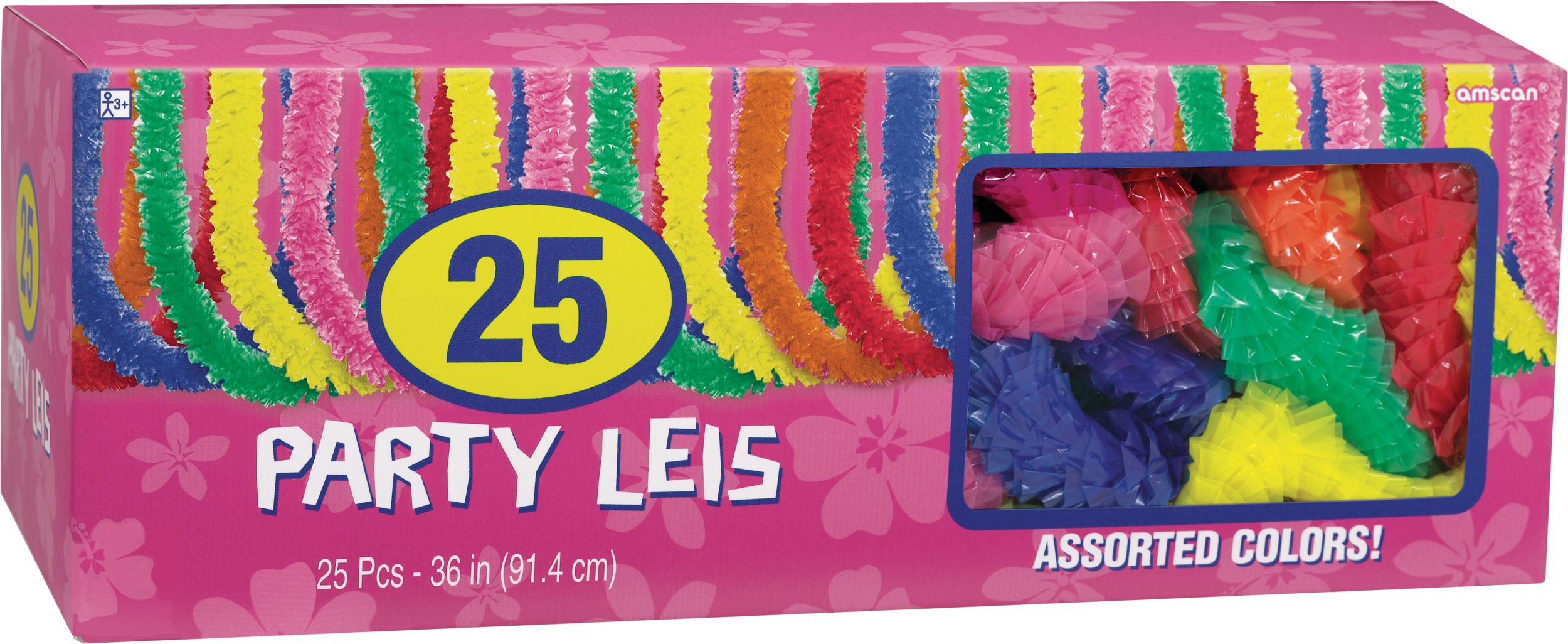 Poly Lei Wearable, Multi-Coloured, One Size, 25-pk, for Summer Party Favours Front_Angled_Right
