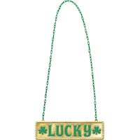 Collier maillon de chaine à pendentif Lucky Front_Flat