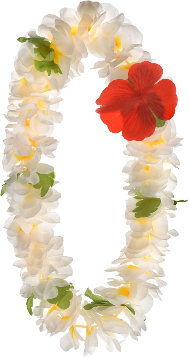 Collier de fleurs de frangipaniers blanc Front_Angled_Right