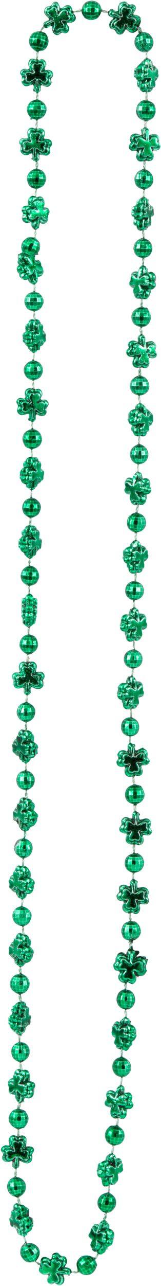 Collier de perles trèfle de la Saint-Patrick, vert, 26&nbsp;po Front_Flat