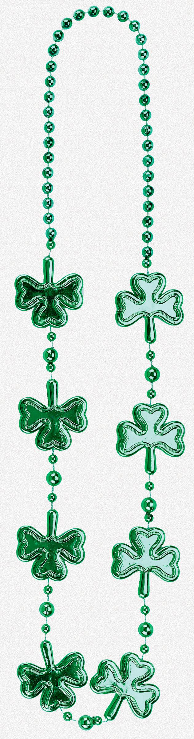 Collier de perles trèfle de la Saint-Patrick, vert, 36&nbsp;po Front_Flat