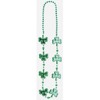 Collier de perles trèfle de la Saint-Patrick, vert, 36 po Front_Flat