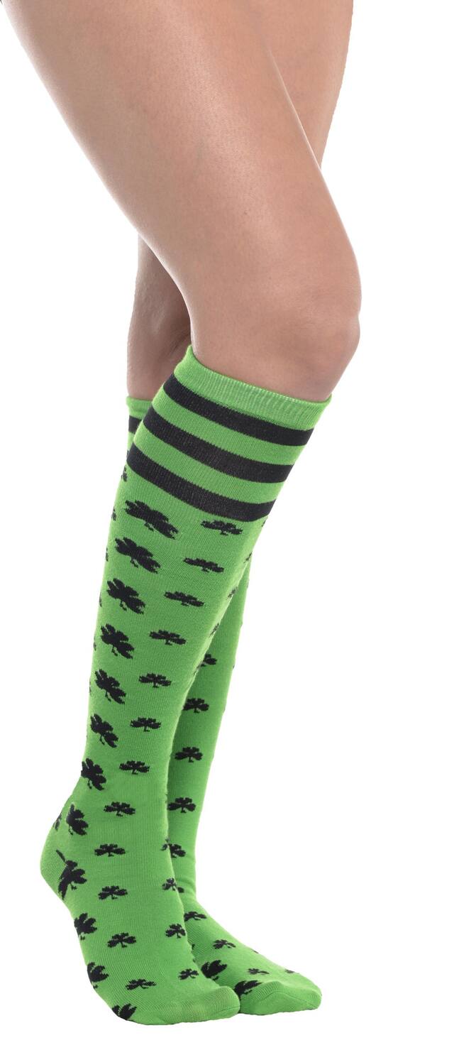 Chaussettes trèfle de la Saint-Patrick montant aux genoux Front_Angled_Right