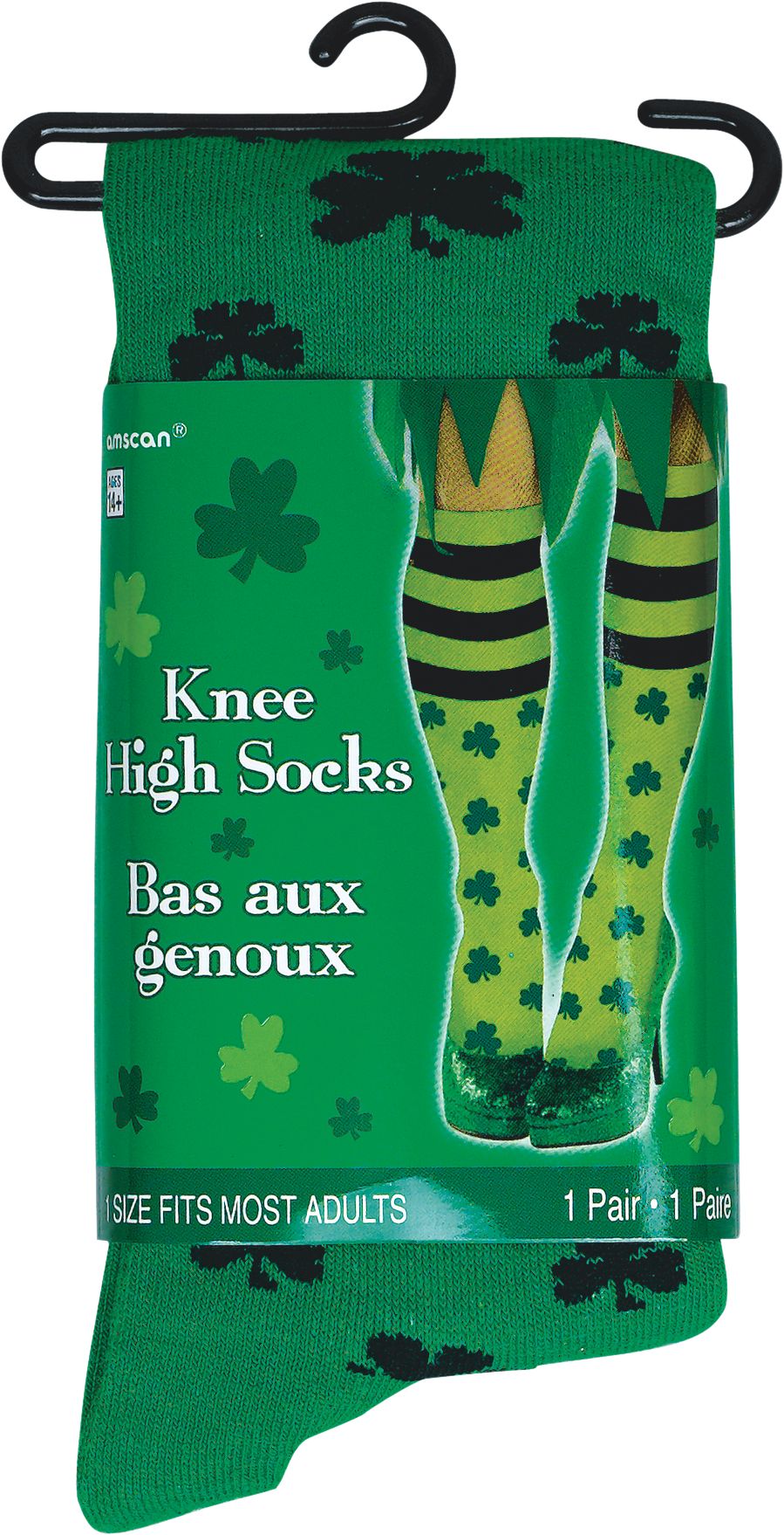 St. Patrick's Day Shamrock Knee-High Socks Front_Flat