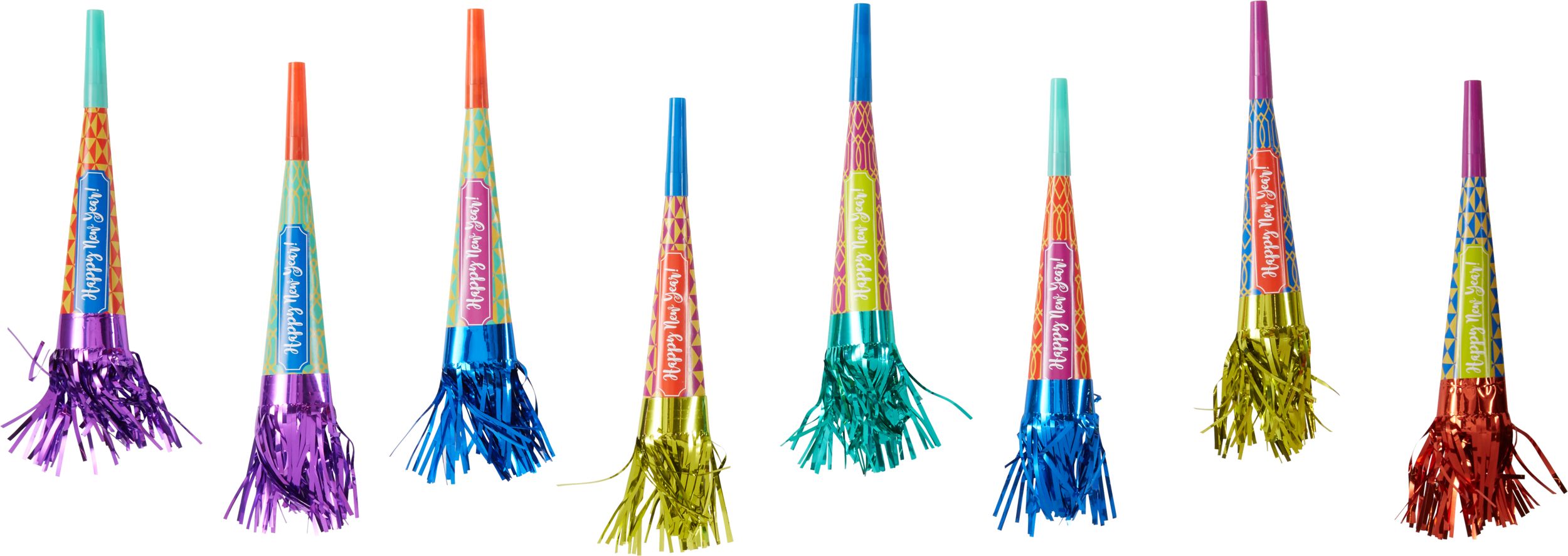 Metallic Colourful New Year's Party Horns, 16-pk Bottom_Plunge