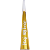 Flûtes et mirlitons de fête du jour de l'An, noir, or et argent, paq. 50 Overhead_Flat