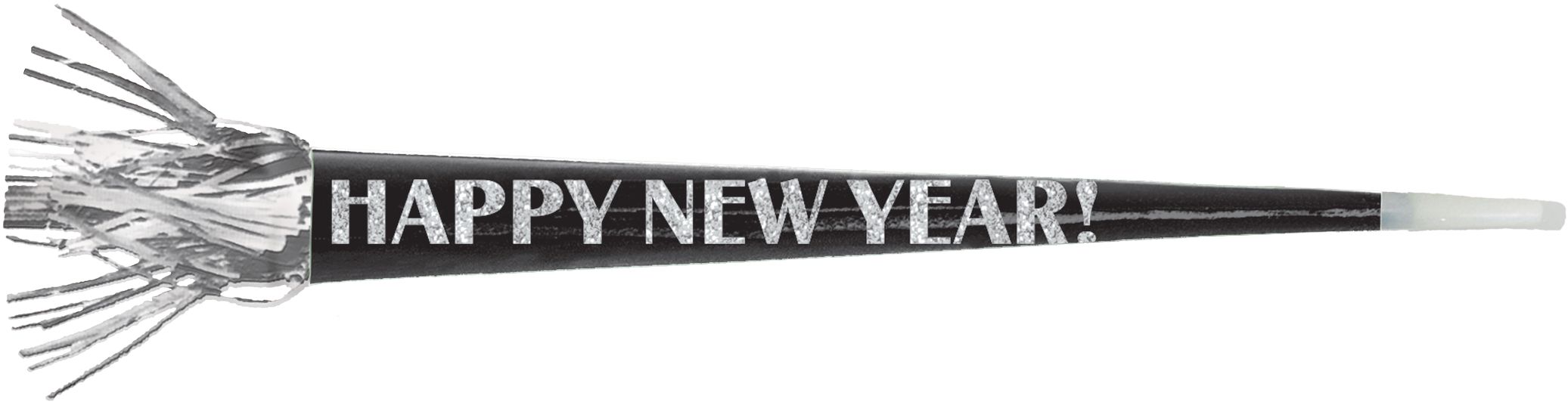 Black Fringe Happy New Year Party Horn Side_Left