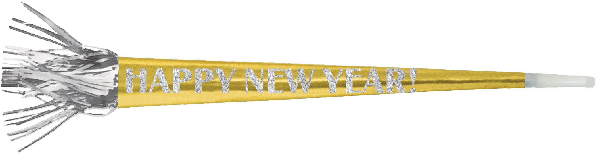Gold Fringe Happy New Year Party Horn Side_Left